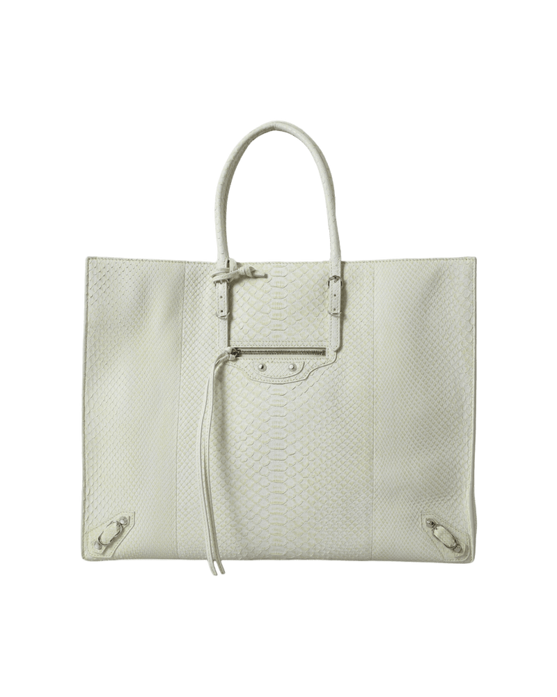 Balenciaga Chic White Python Leather Tote Glam Steals
