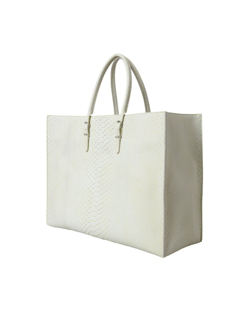 Balenciaga Chic Python Leather White Yellow Tote Glam Steals