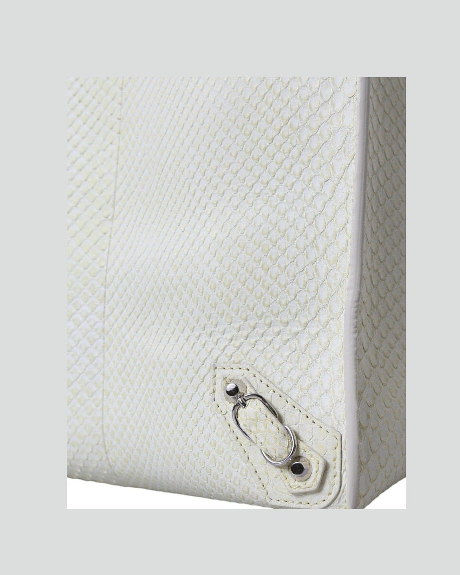 Balenciaga White Leather Chic Python Tote Handbags