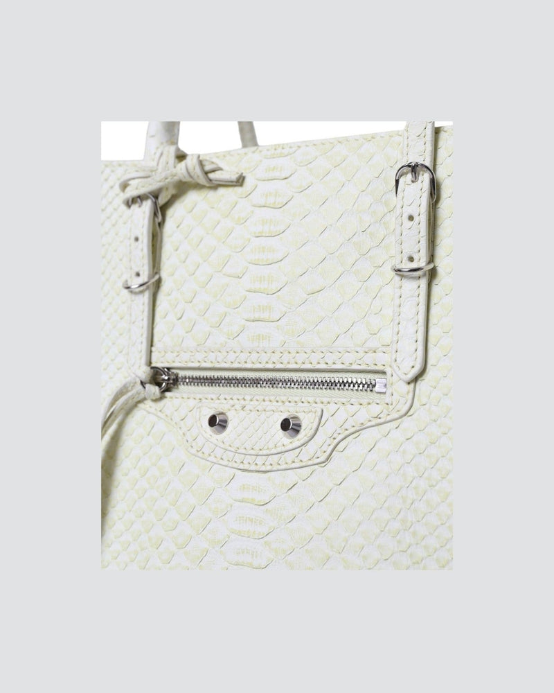 Balenciaga Chic Python Leather White Yellow Tote Glam Steals