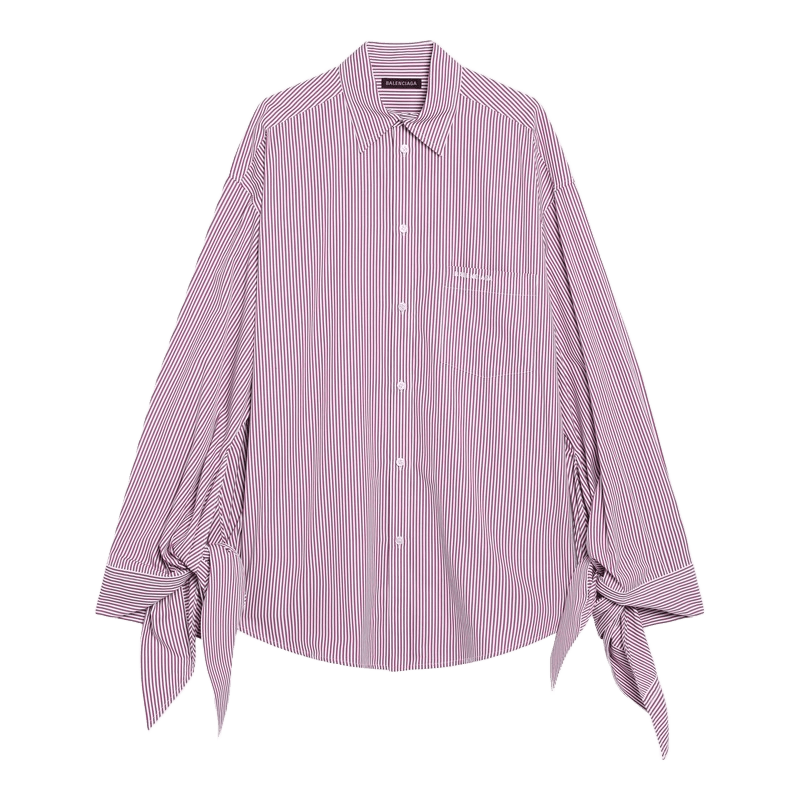 Balenciaga Cotton White/plum Striped Shirt Glam Steals