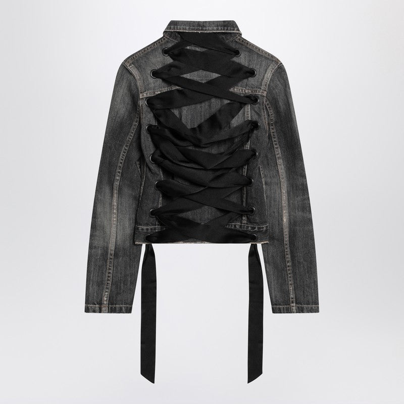 Balenciaga Dark grey denim jacket with laces Glam Steals