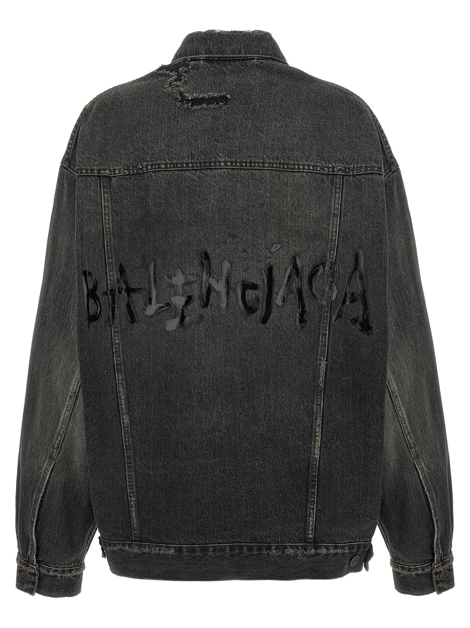Balenciaga Denim Jacket With Used Effect Glam Steals