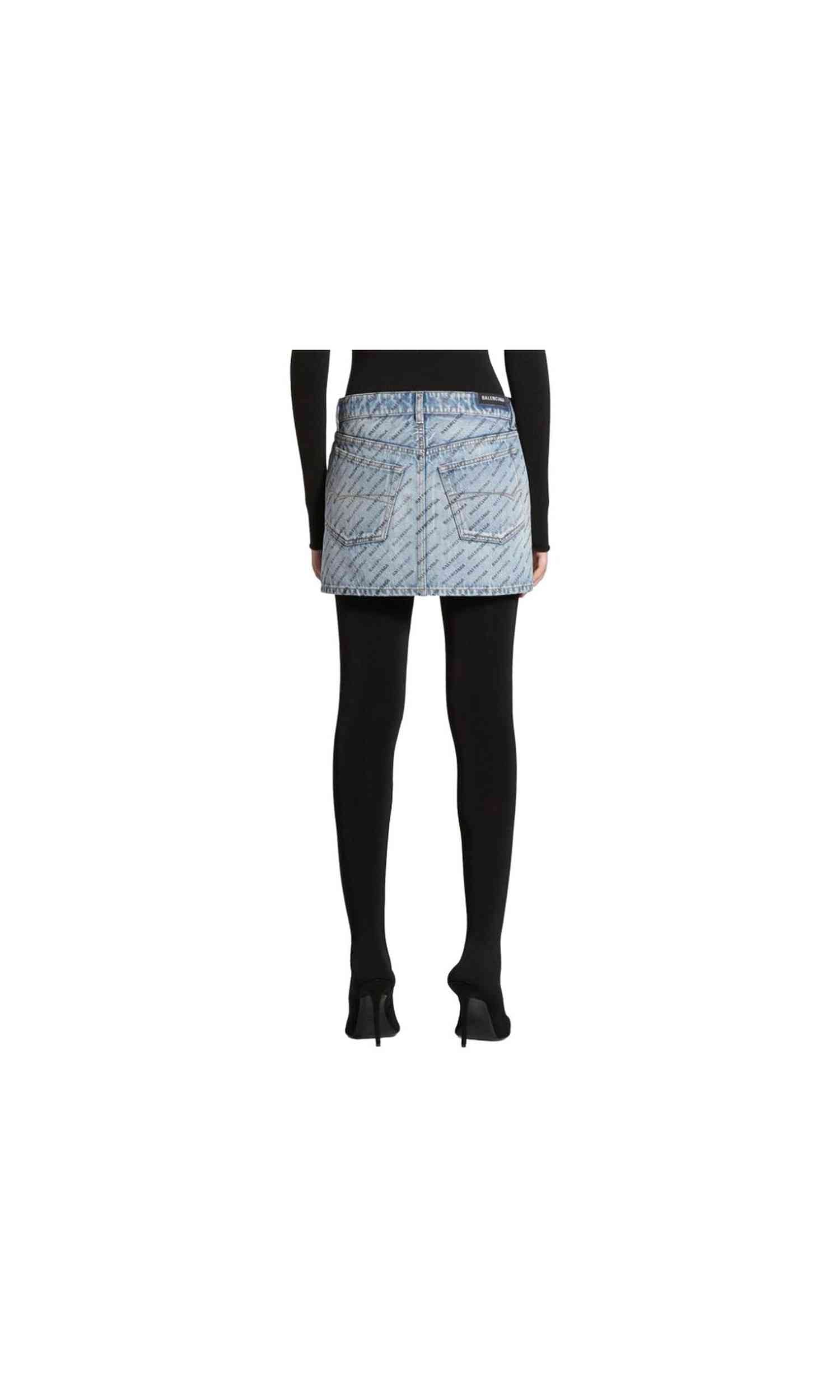 Balenciaga Denim Logo Print Skirt Glam Steals