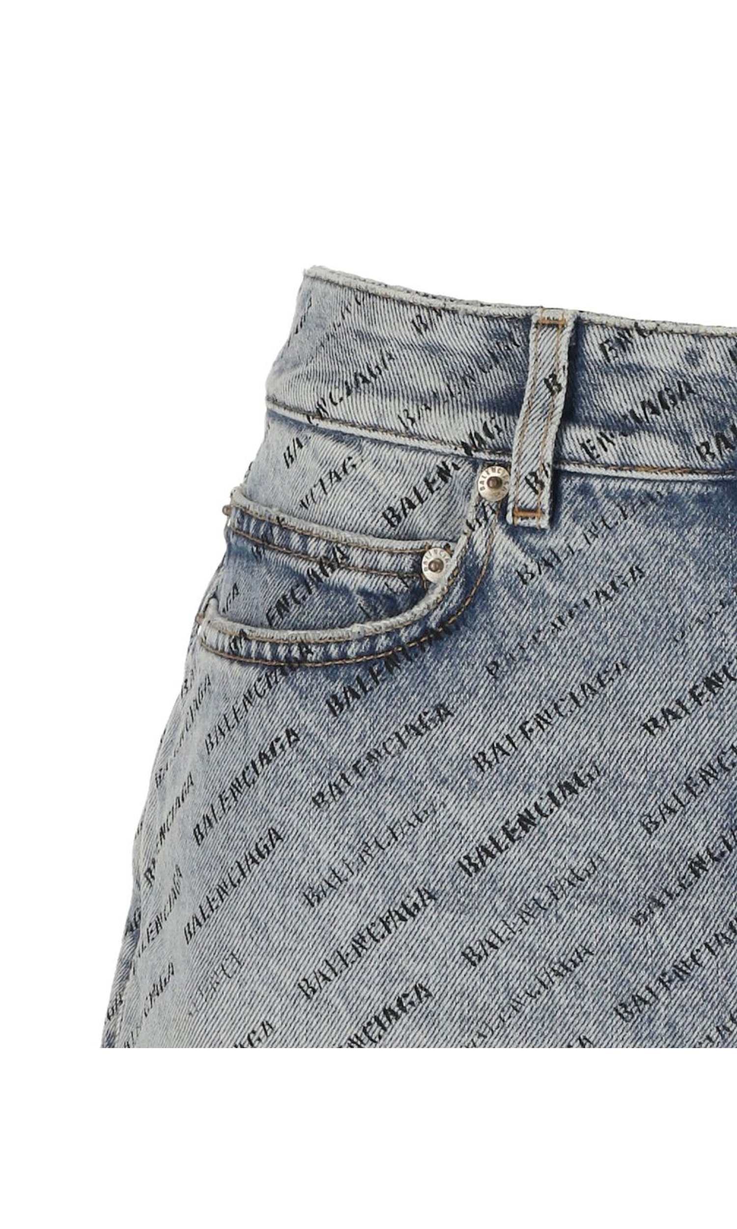 Balenciaga Denim Logo Print Skirt Glam Steals