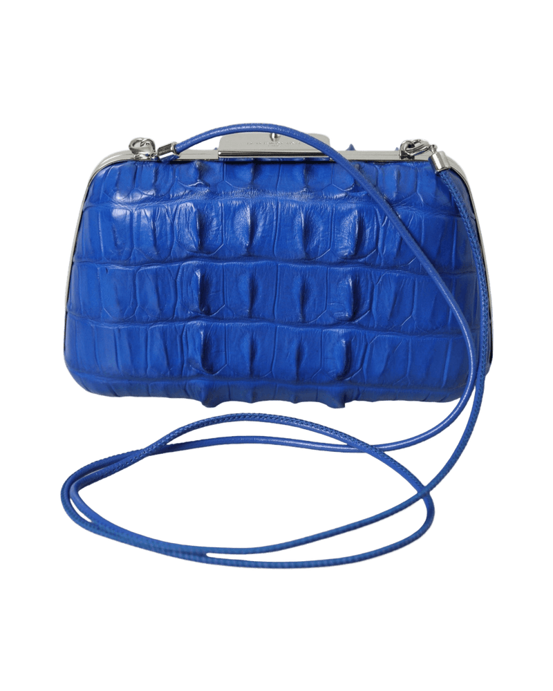 Balenciaga Electric Blue Crocodile Skin Clutch Glam Steals
