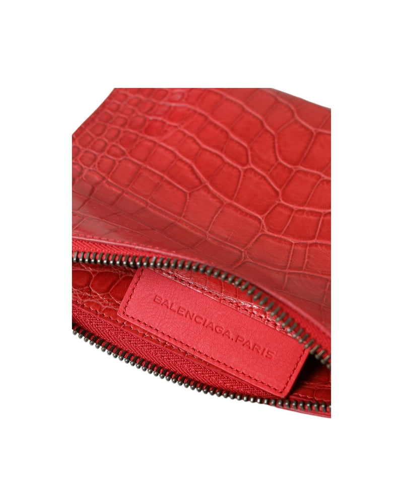 Balenciaga Exotic Alligator Leather Red Clutch Glam Steals