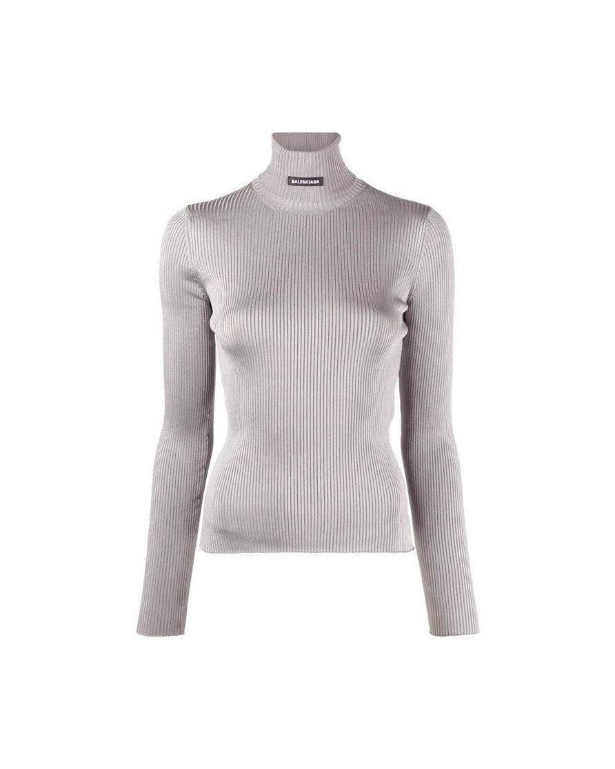Balenciaga Gray Polyester Turtleneck Top Glam Steals
