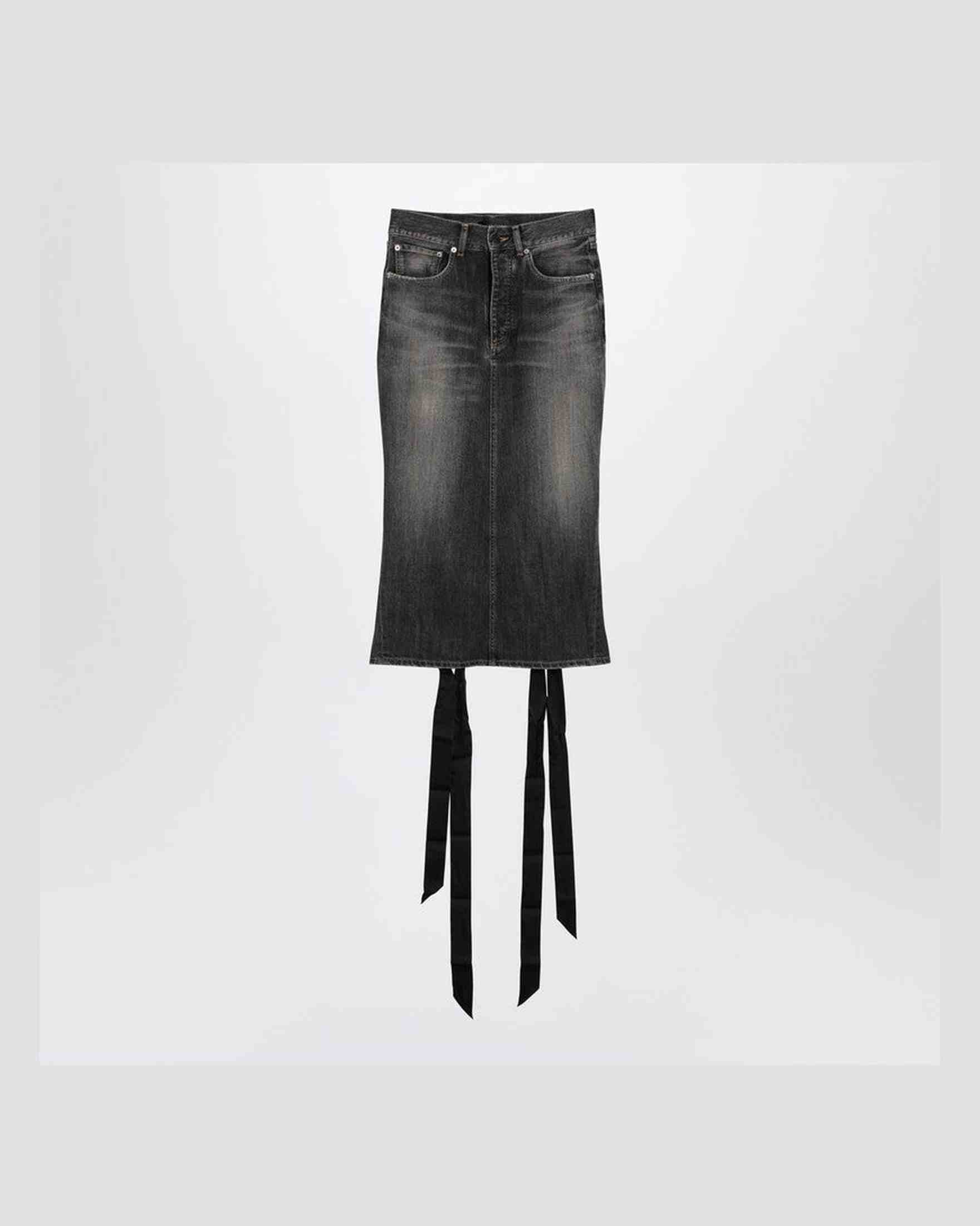 Balenciaga Grey Denim Skirt With Laces In Smoky Glam Steals