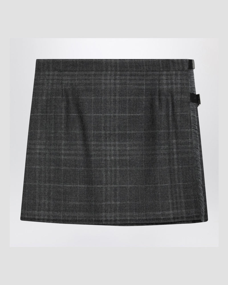 Balenciaga Grey Shadow Effect Tartan Mini Skirt Glam Steals
