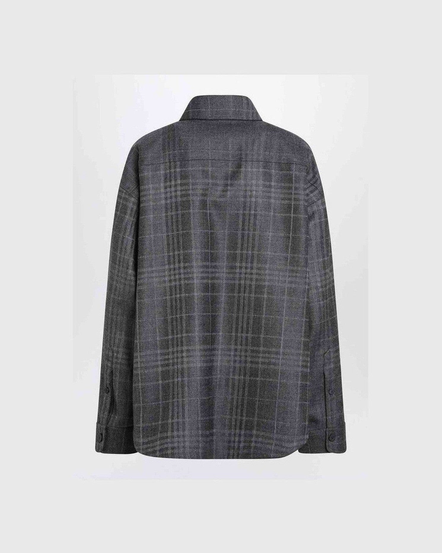 Balenciaga Grey Wool Tartan Shirt Jacket Glam Steals