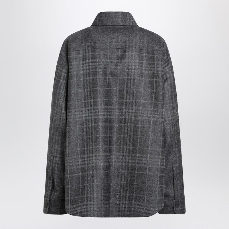 Balenciaga Grey Wool Tartan Shirt Jacket Glam Steals