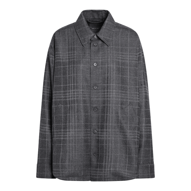 Balenciaga Grey Wool Tartan Shirt Jacket Glam Steals