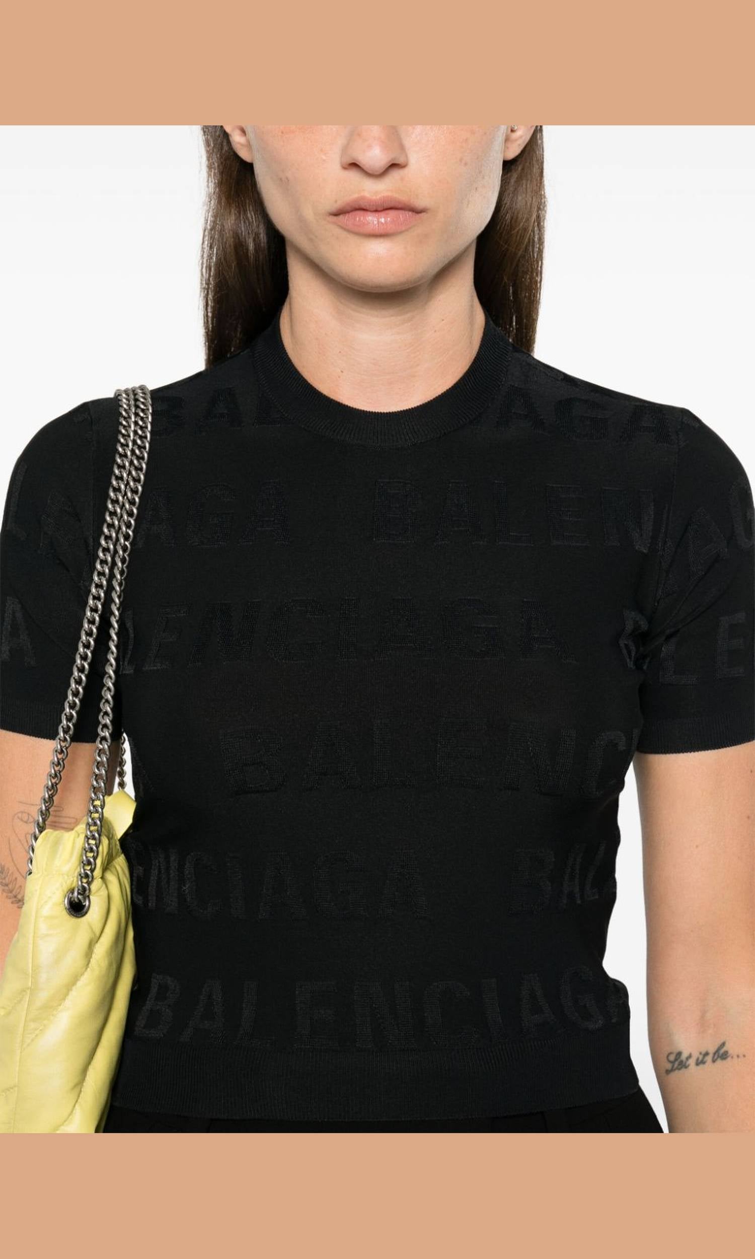 Balenciaga Jacquard Logo Crop Top Glam Steals