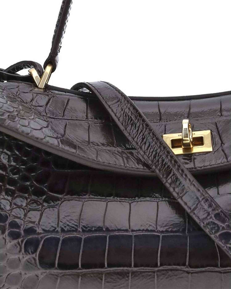 Balenciaga Leather Rodeo Shoulder Bag In Crocodile Print Glam Steals