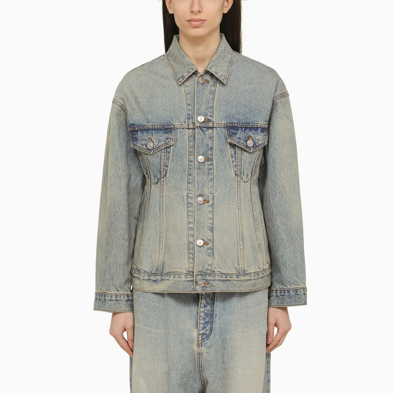 Balenciaga Light Blue Denim Washed Effect Jacket Glam Steals