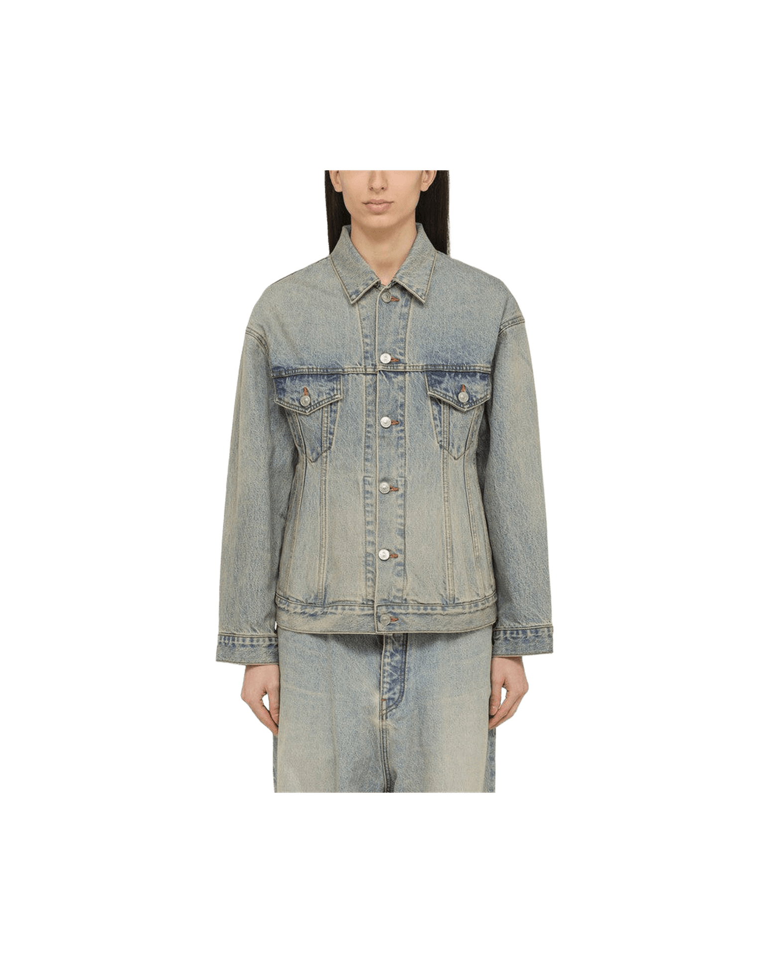 Balenciaga Light Blue Denim Washed Effect Jacket Glam Steals
