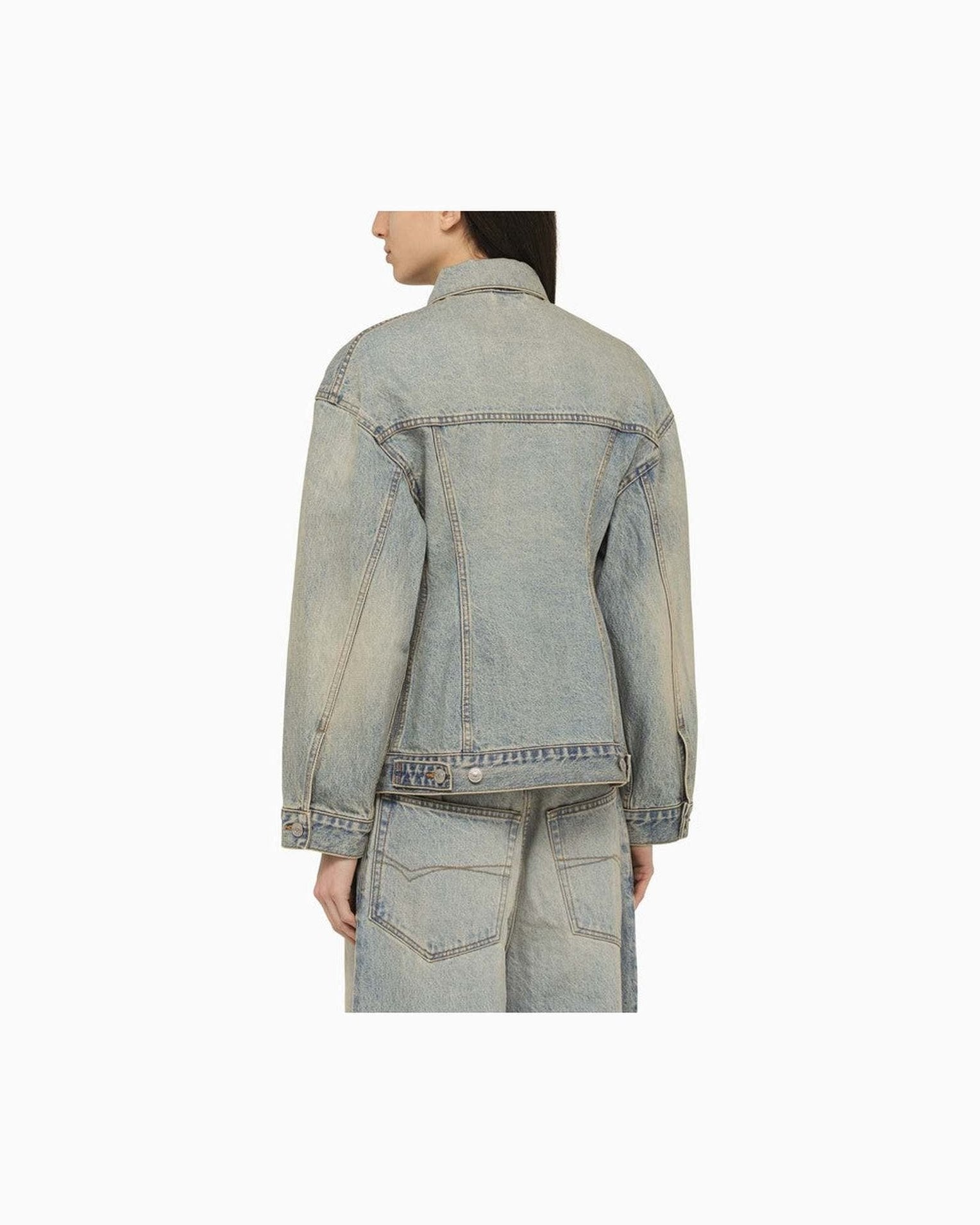 Balenciaga Light Blue Denim Washed Effect Jacket Glam Steals