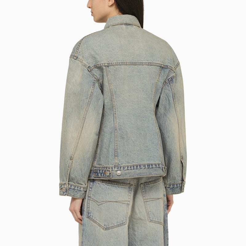 Balenciaga Light Blue Denim Washed Effect Jacket Glam Steals