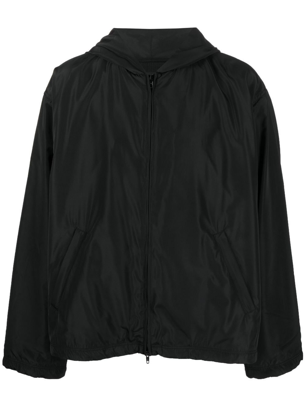 Balenciaga Logo Print Hooded Windbreaker Glam Steals