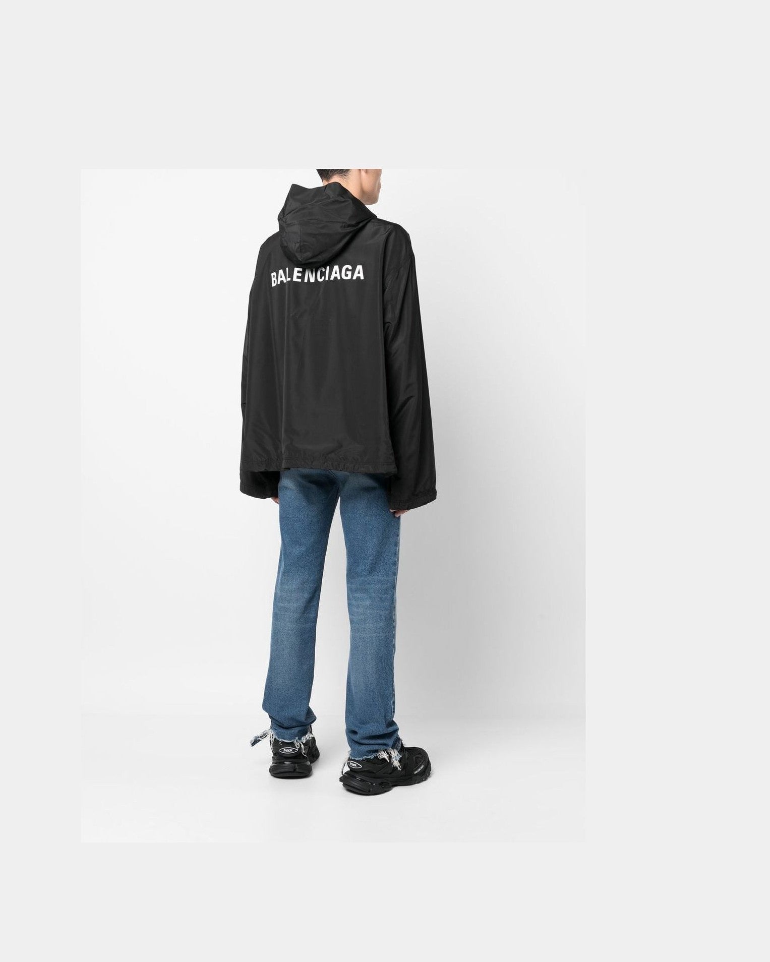 Balenciaga Logo Print Hooded Windbreaker Glam Steals