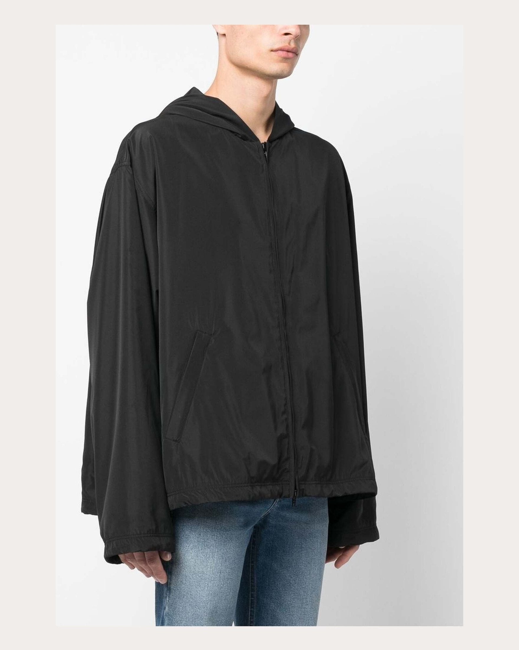 Balenciaga Logo Print Hooded Windbreaker Glam Steals