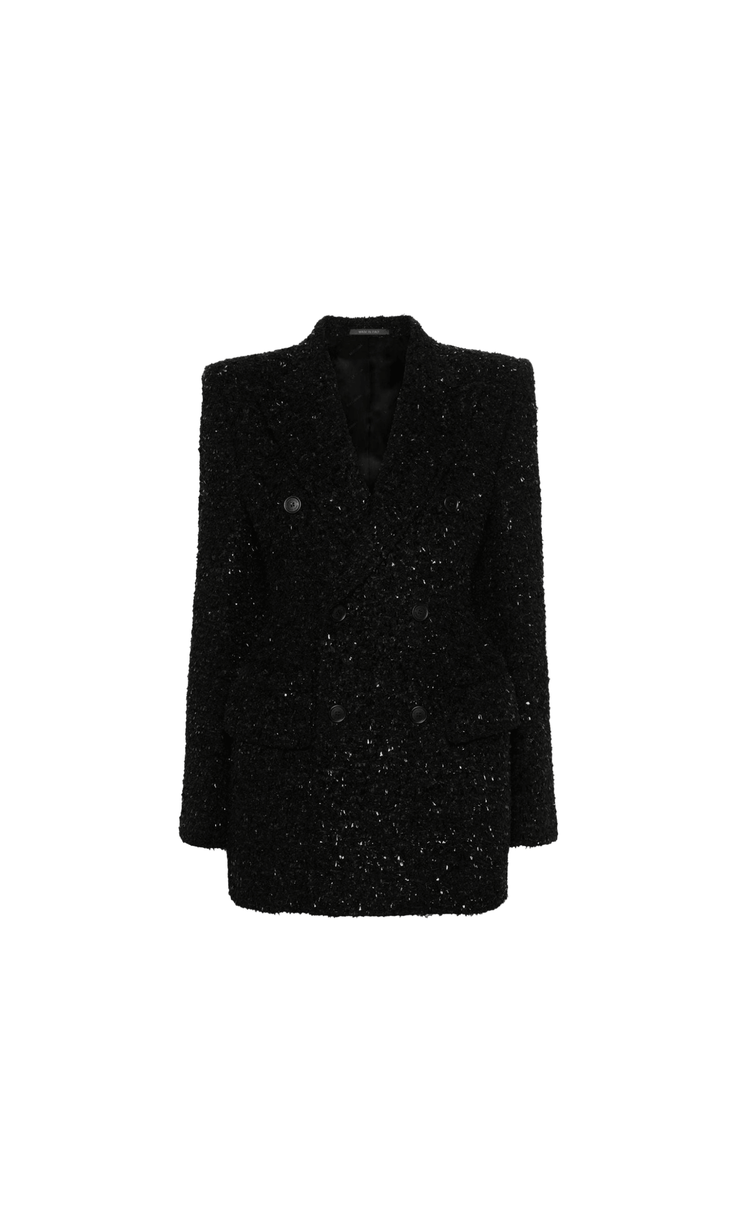 Balenciaga Tweed Hourglass Texture Padded Shoulder Wool Blend Blazer Glam Steals