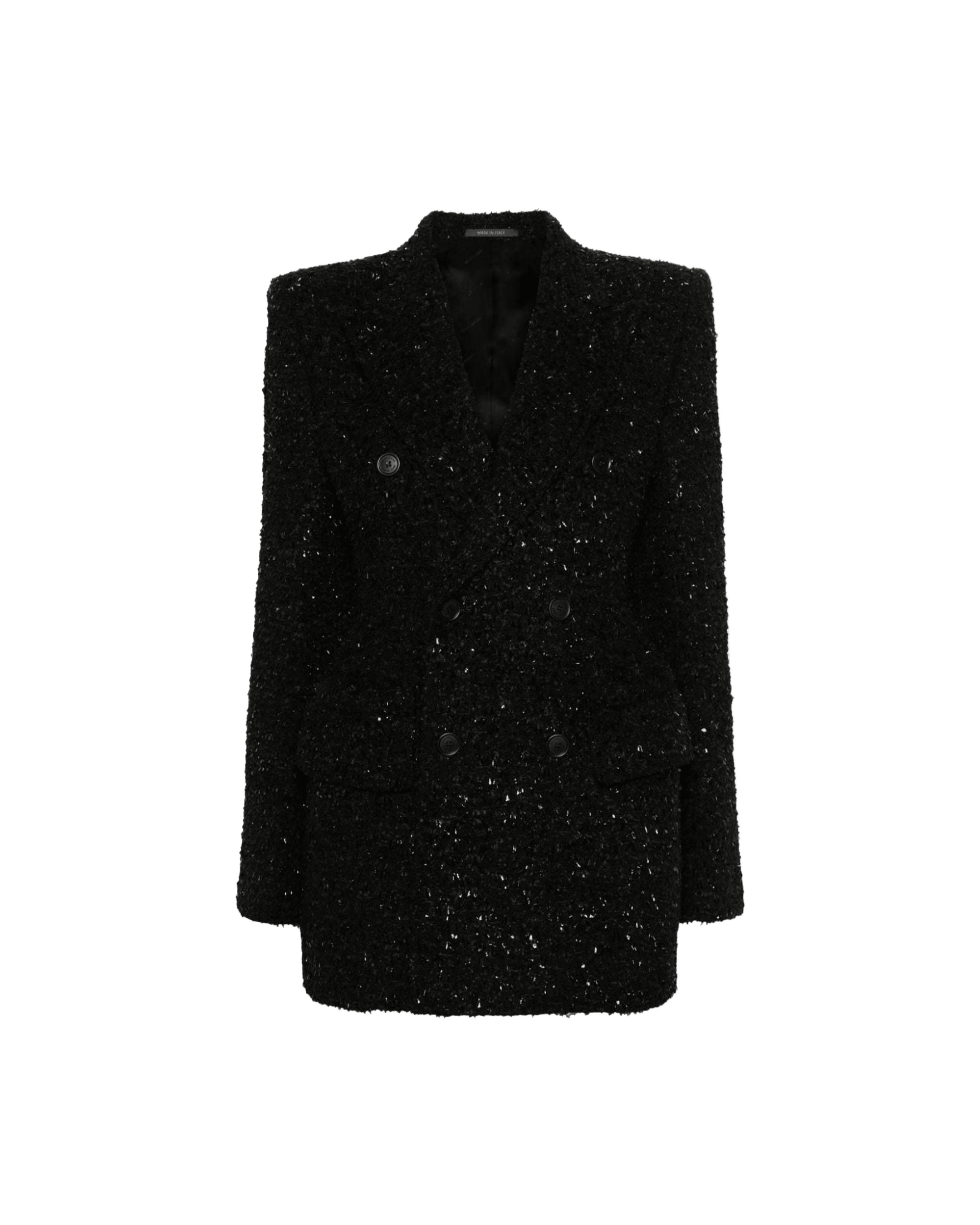 Balenciaga Tweed Hourglass Texture Padded Shoulder Wool Blend Blazer Glam Steals