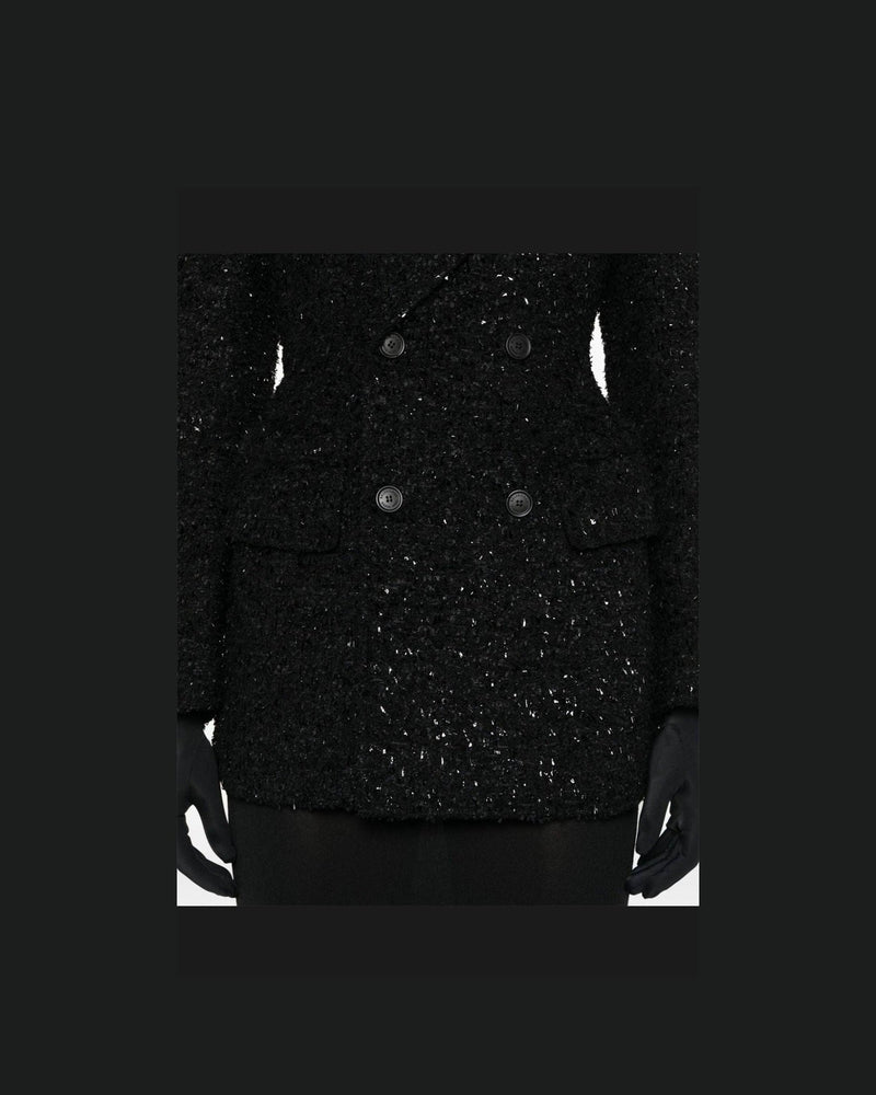 Balenciaga Tweed Hourglass Texture Padded Shoulder Wool Blend Blazer Glam Steals