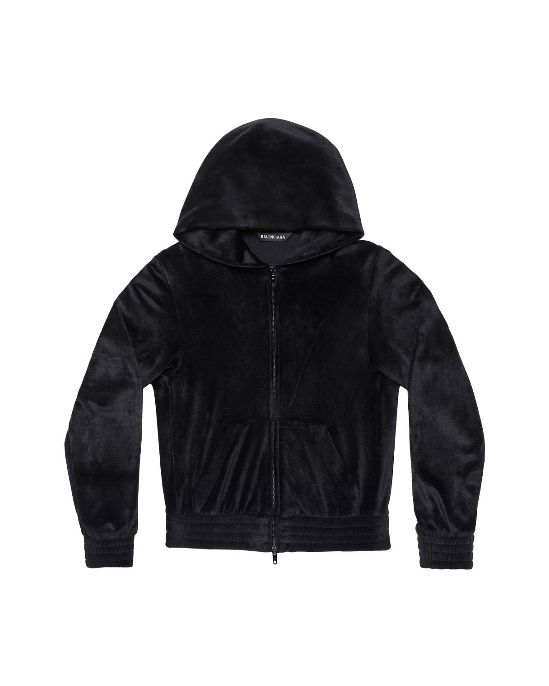 Balenciaga Velvet Crystal Embellished Zip Up Hoodie Glam Steals