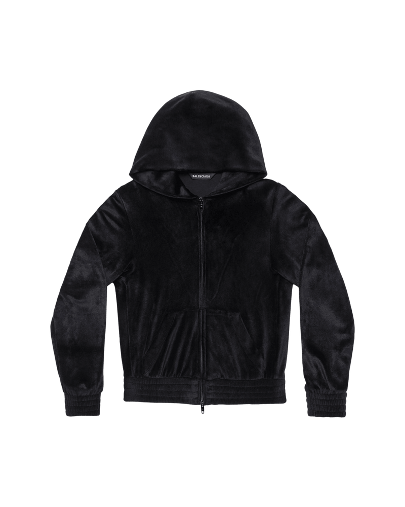Balenciaga Velvet Crystal Embellished Zip Up Hoodie Glam Steals