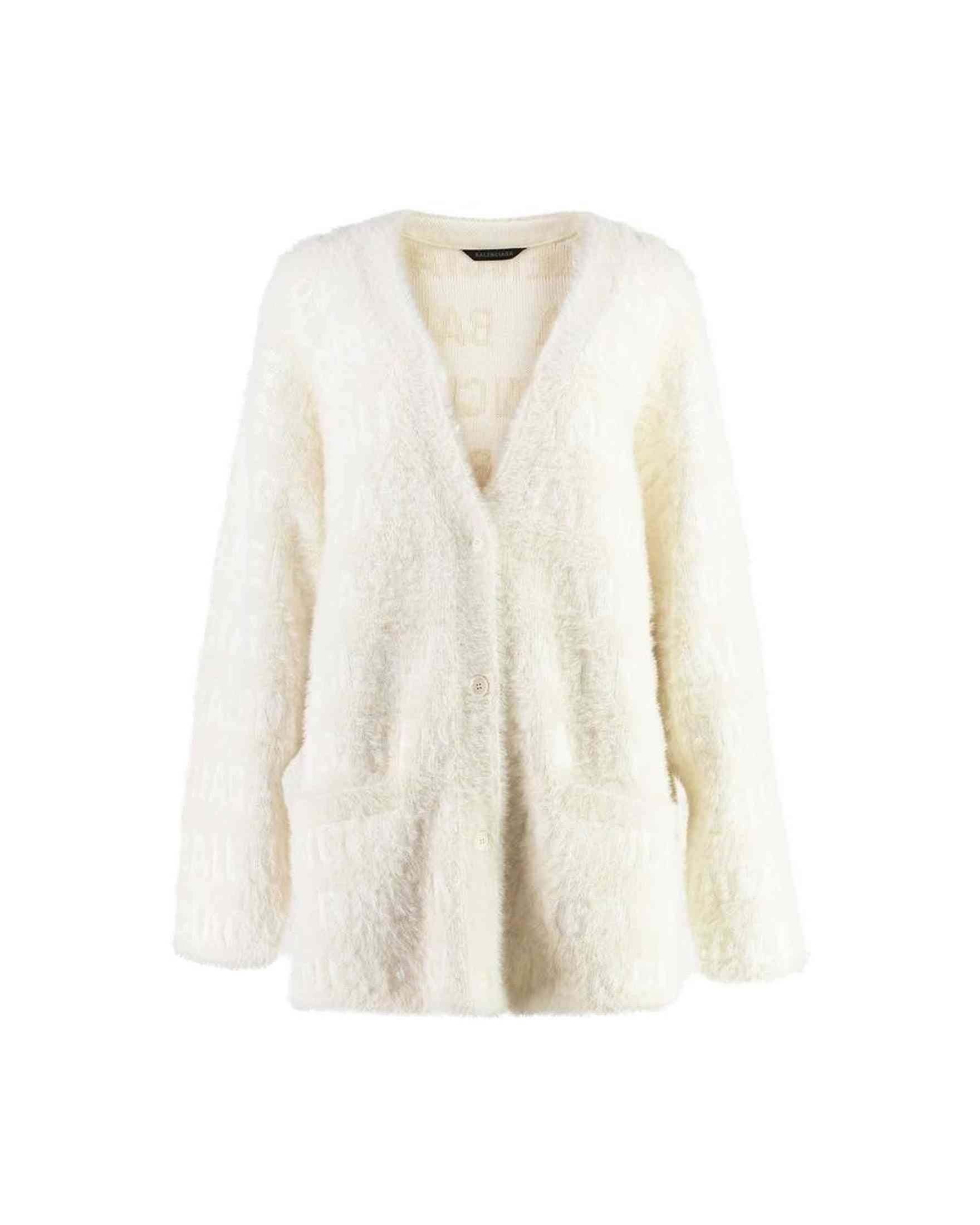 Balenciaga Wool Blend Jacquard Cardigan Glam Steals