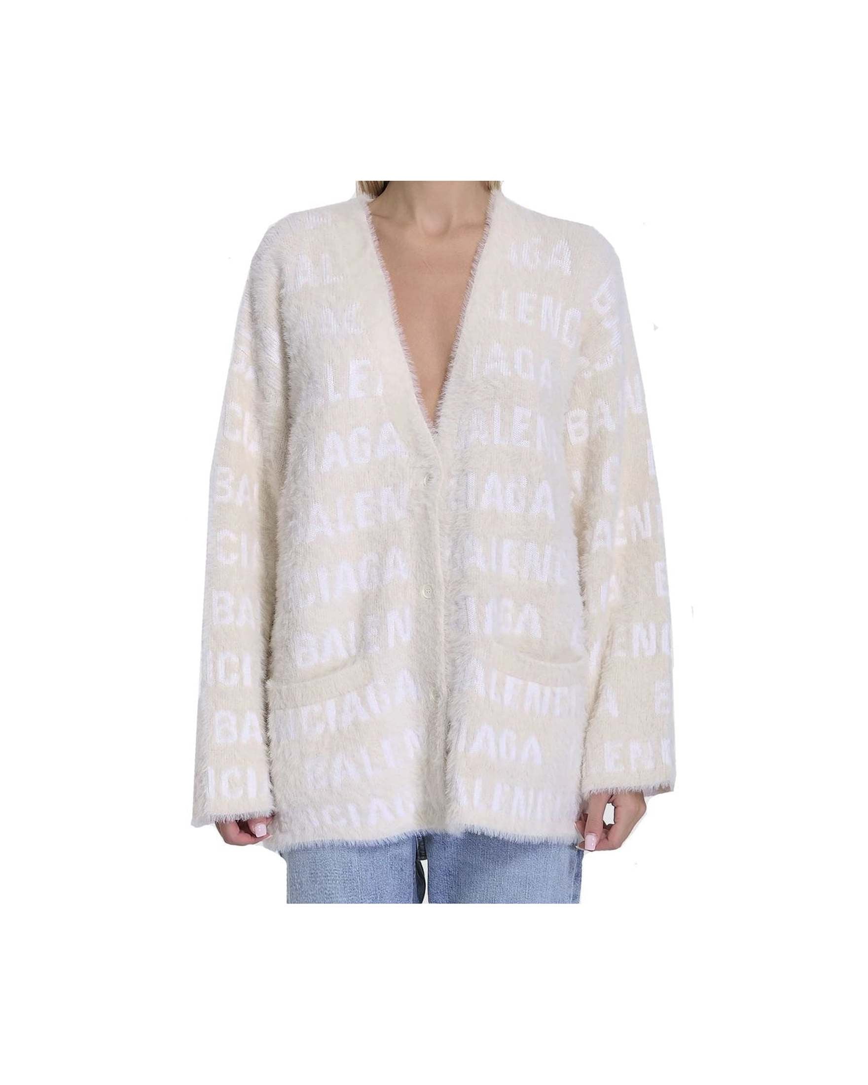 Balenciaga Wool Blend Jacquard Cardigan Glam Steals