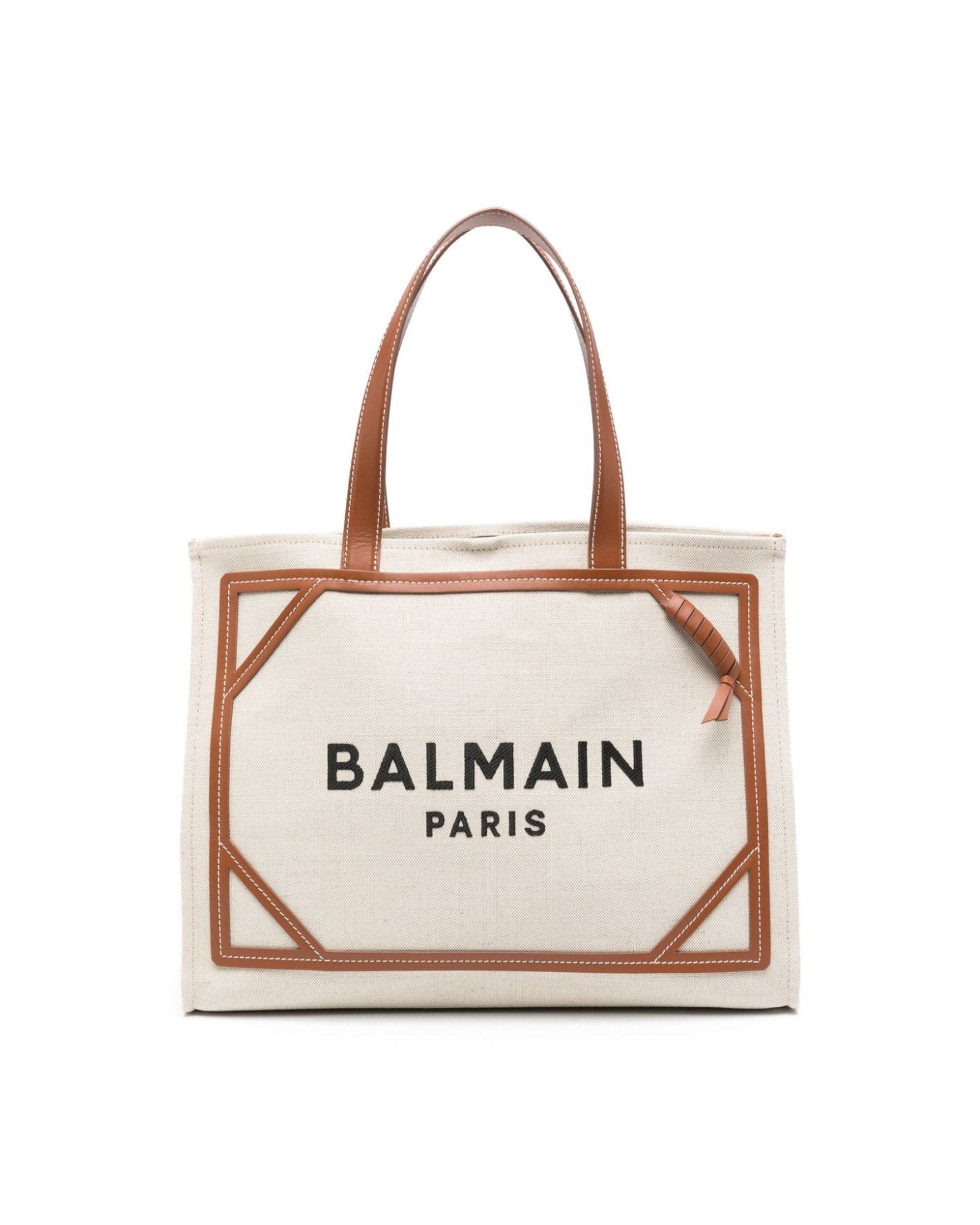 Balmain B-Army 42 Canvas Tote Bag With Leather Details Glam Steals