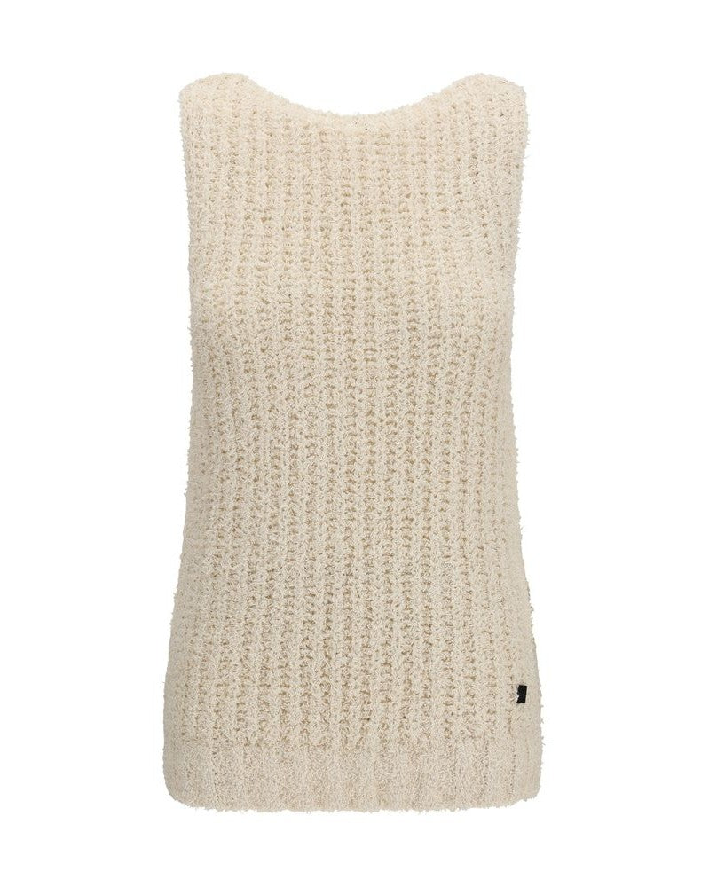 Balmain Beige Cotton Sleeveles Sweater Glam Steals
