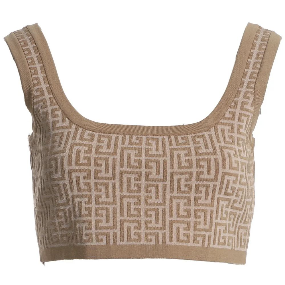 Balmain Beige Wool Top & T-Shirt Glam Steals