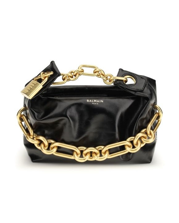 Balmain Black Calf Leather Bos Taurus Shoulder Bag Glam Steals