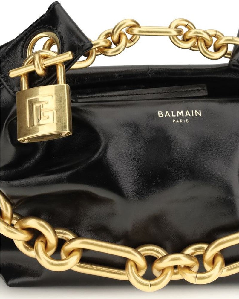 Balmain Black Calf Leather Bos Taurus Shoulder Bag Glam Steals