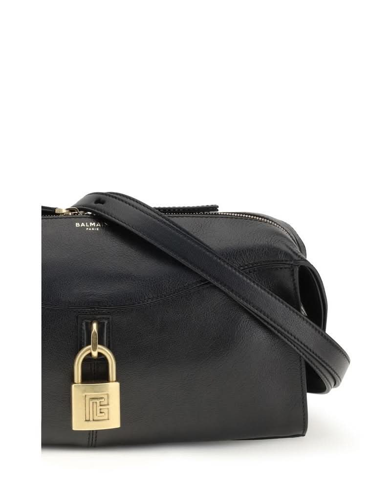 Balmain Black Calf Leather Bos Taurus Shoulder Bag 