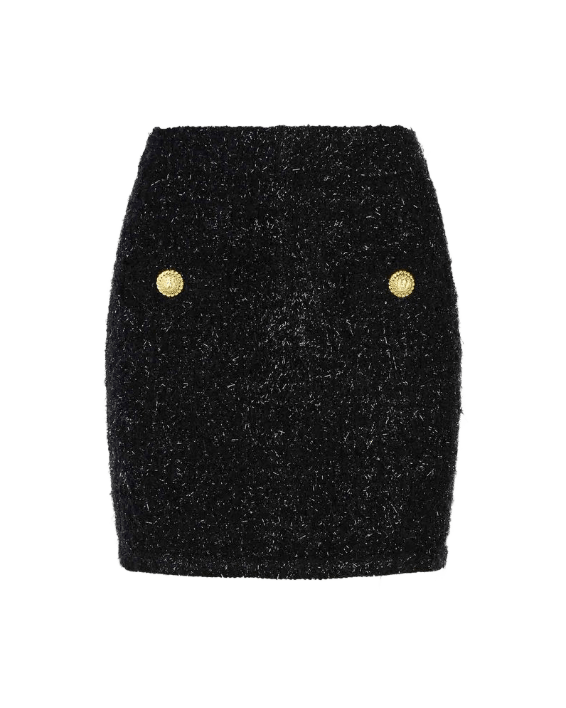 Balmain Black Cotton Mini Skirt