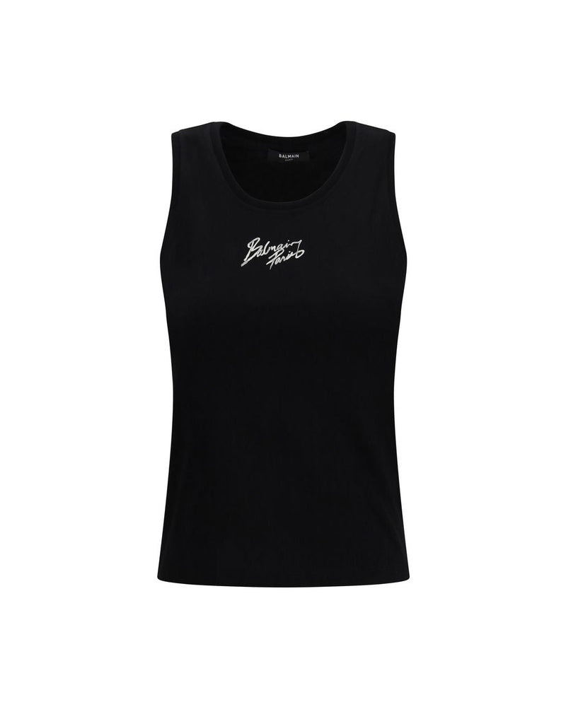 Balmain Black Cotton Top Glam Steals