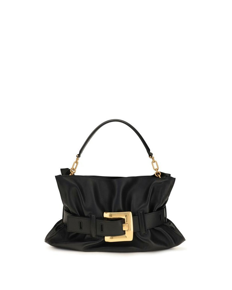 Balmain Black Leather Calf Bos Taurus Shoulder Bag Glam Steals