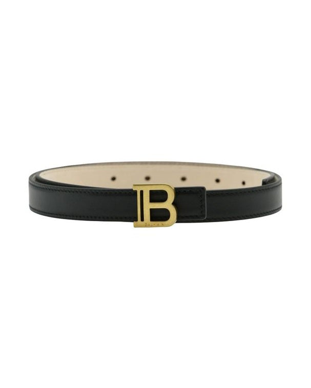 Balmain Black Leather Regular Belt 