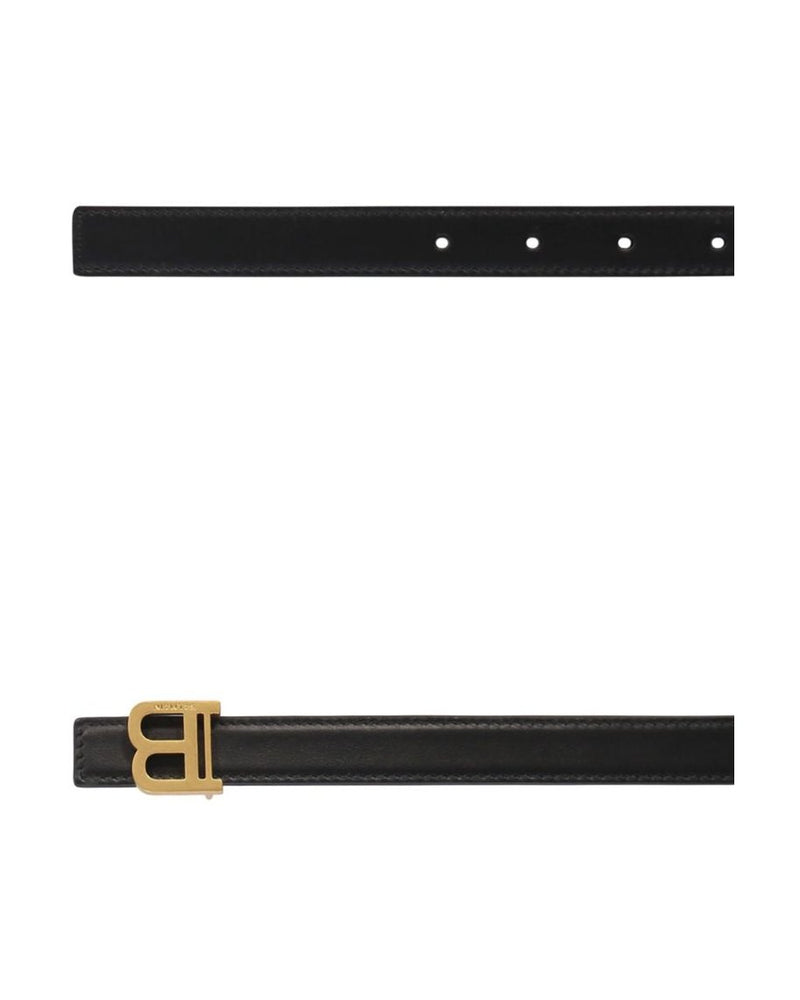 Balmain Black Leather Regular Belt 