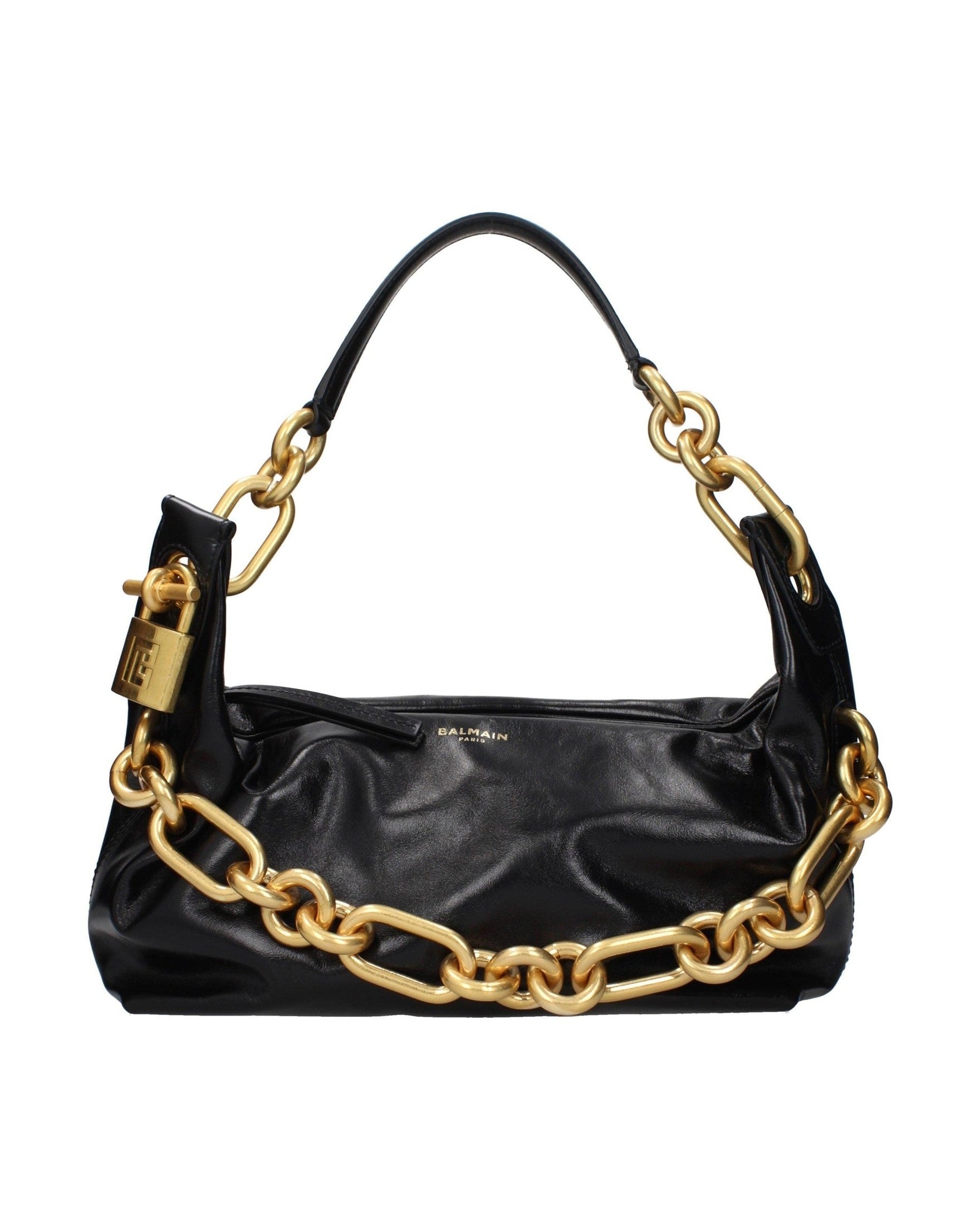 Balmain Black Leather Shoulder Bag Glam Steals
