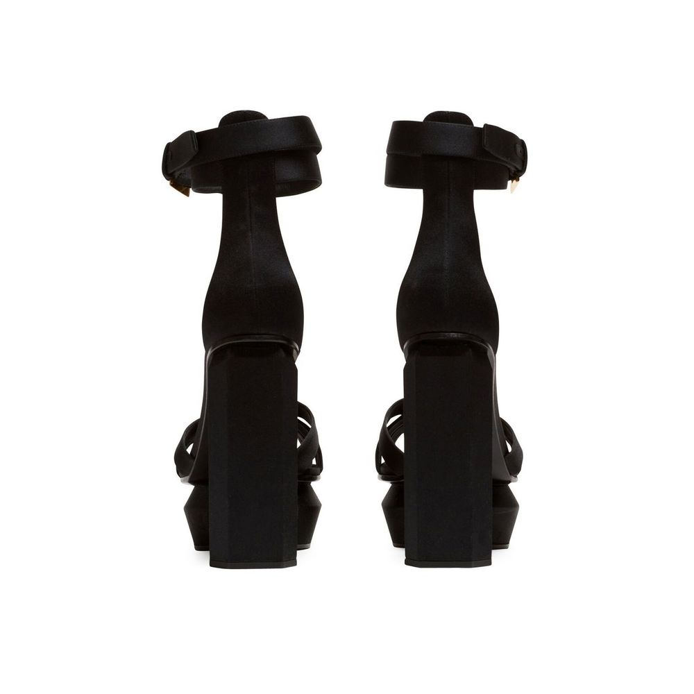 Balmain Black Silk Platform Sandals Glam Steals