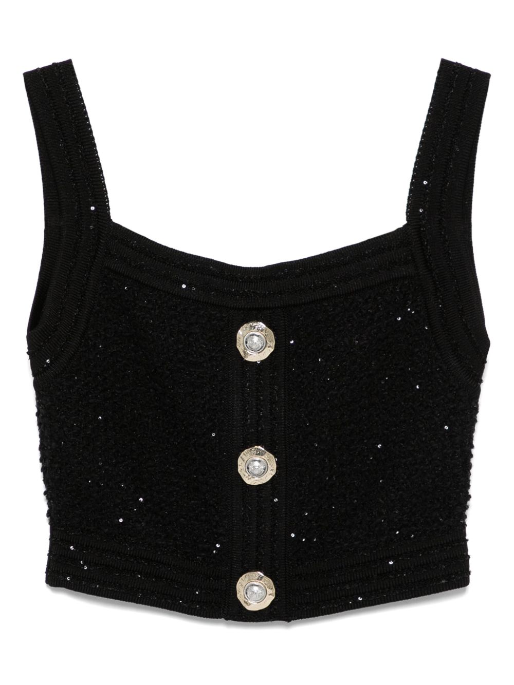 Balmain Black Sleeveless Top Glam Steals