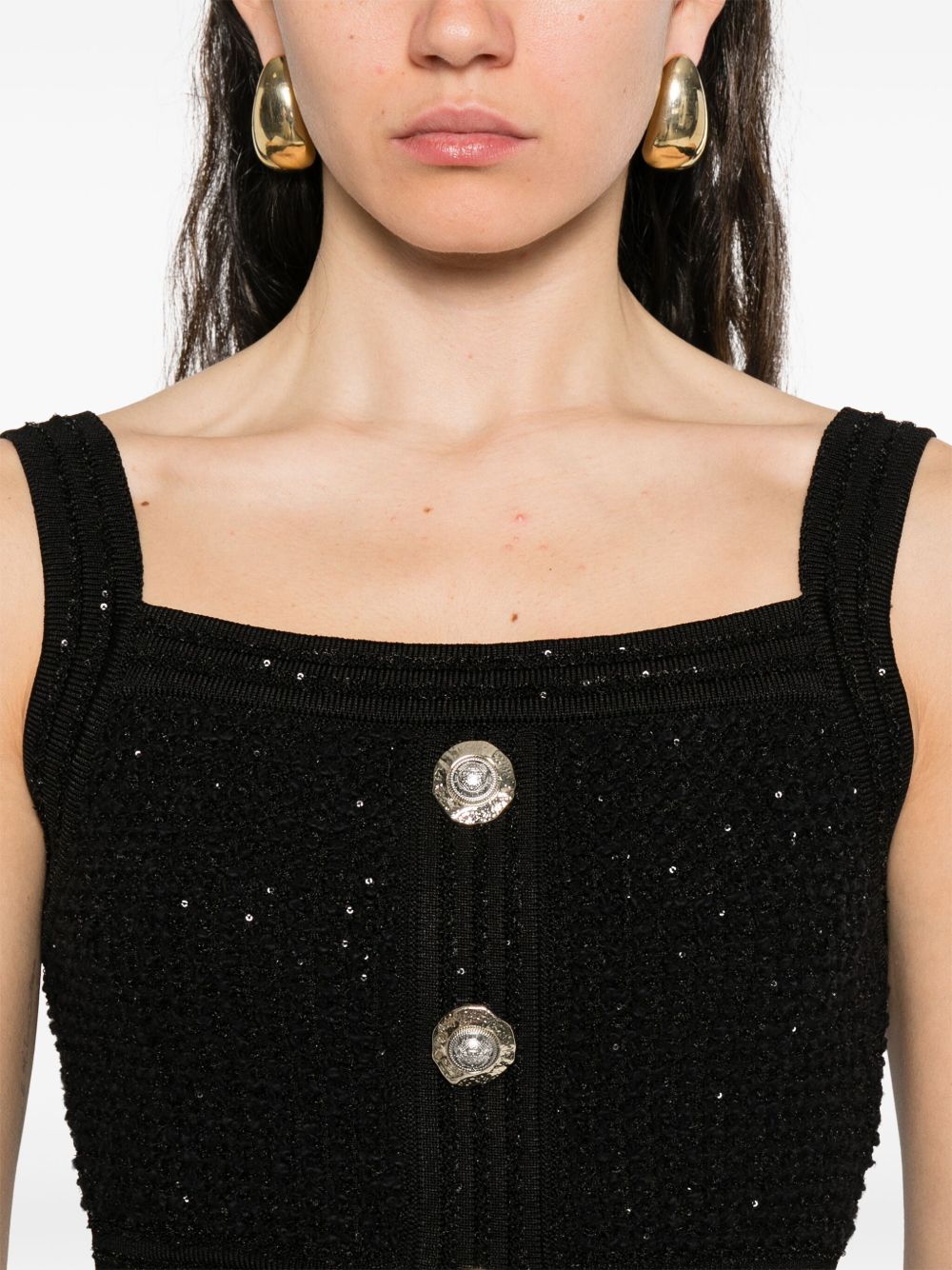 Balmain Black Sleeveless Top Glam Steals
