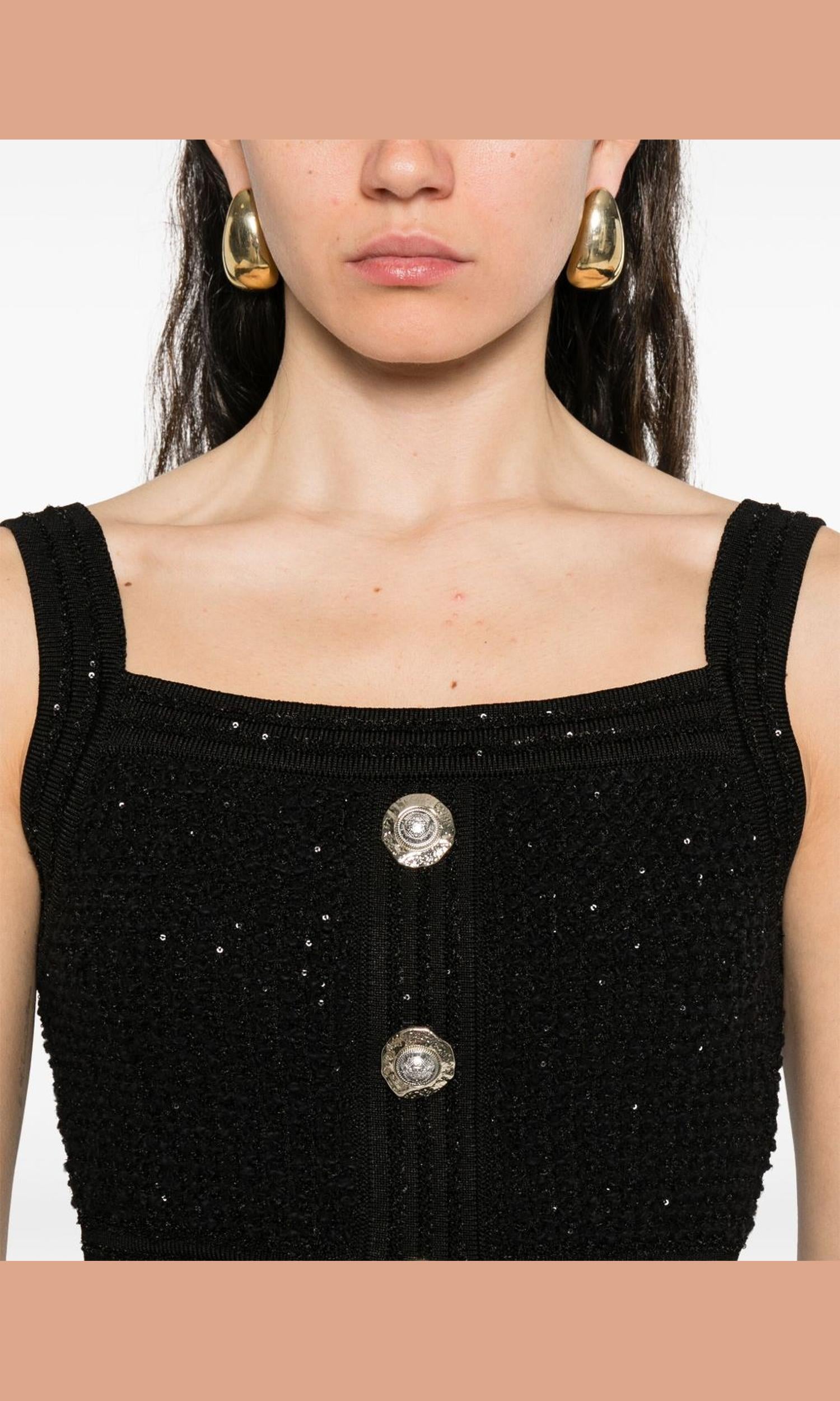 Balmain Black Sleeveless Top Glam Steals