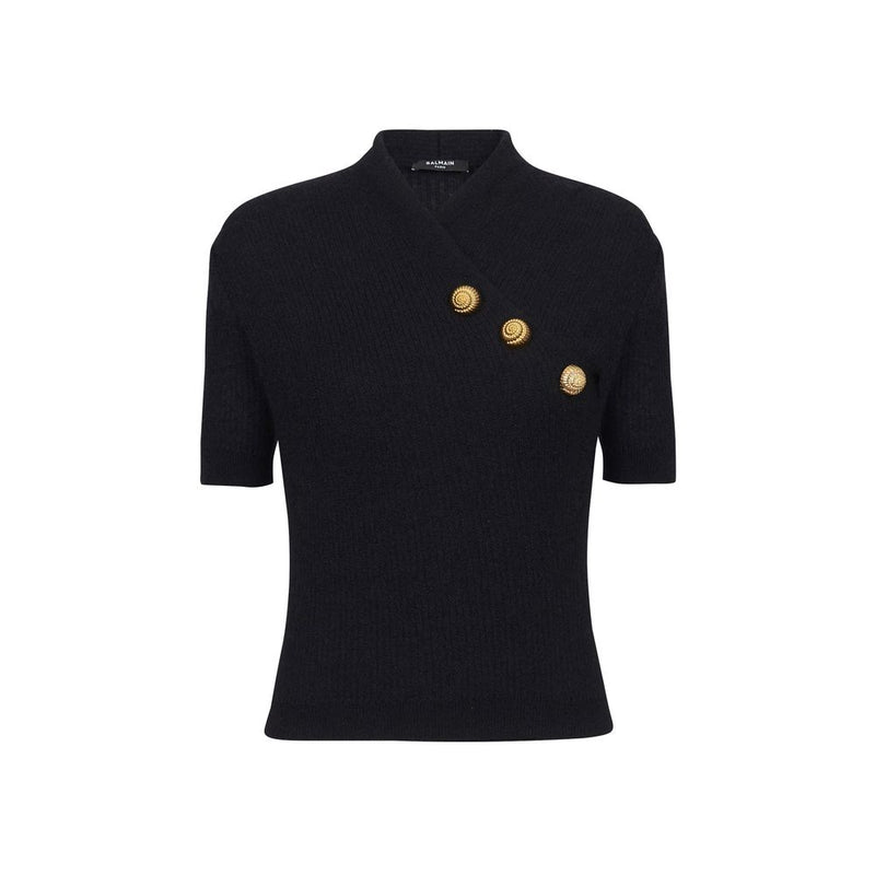 Balmain Black Wool Merino Top Glam Steals
